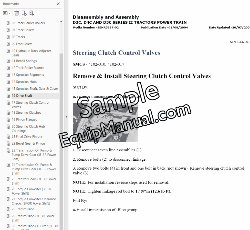 Cat D3C Series 3 Powershift Repair Manual PDF Sample Page 05
